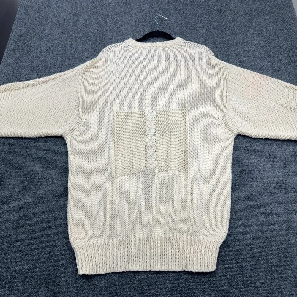 Vintage Christopher Fischer Saks Fifth Avenue Sweater Mens XL Cream Cotton Cable